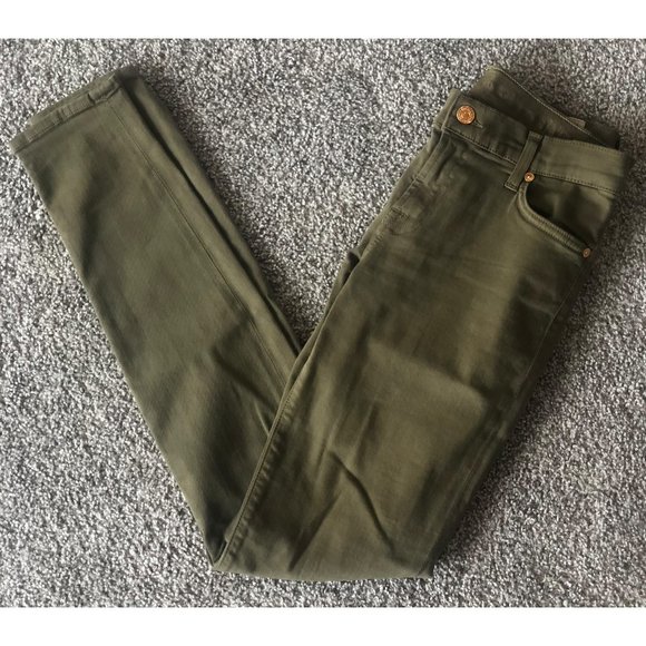 7 for All Mankind The Skinny Jeans in Olive Green - Picture 1 of 8